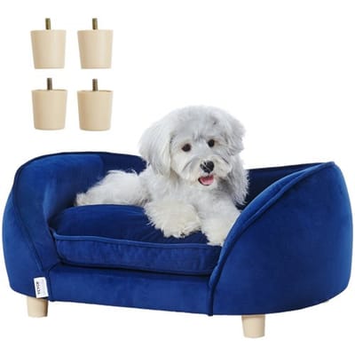 VEVOR Huisdierenbank, Hondenbank voor Middelgrote Honden en Katten, Zacht Fluwelen Hondenbed, Draagbaar Kattenbed (37 kg), Hondenbed, Huisdierbed Donkerblauw