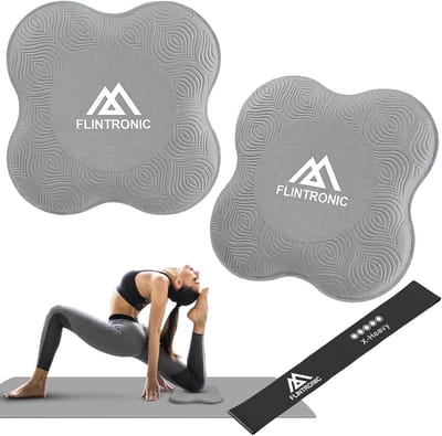 SnelShoppen - Flintronic Yoga Kniebeschermer Set van 2 Antislip Yogamat Steunkussen Sportbalanskussen Lichtgewicht Ondersteuning voor Knieën Handen Po
