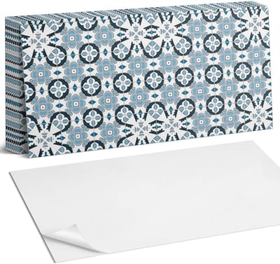 Coloray Plaktegels - Geometrisch tegelpatroon Zelfklevende Wandtegels - 40 cm x 20 cm - Blauw Plaktegels - 10 stuks - Rechthoek PVC Tegels - Plaktegels Badkamer - Vloertegels Zelfklevend - Vinyltegels Vloer Zelfklevend - Portugese Tegels