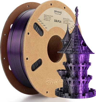 Eryone - Duo silk - Black + Purple - PLA Filament - 1Kg 1,75mm - Voor 3D-printer en 3D-pen - Zwart en Paars