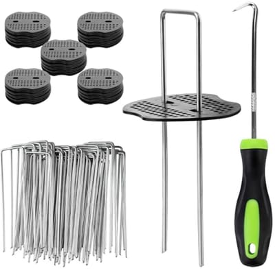 Membraanharingen voor onkruidbestrijding met bufferringen - 50 stuks, 150 mm, voor tuinlandschap en bodembedekking