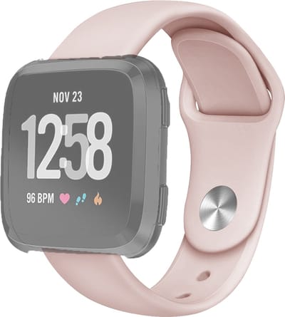 By Qubix - Compatible Fitbit bandje - geschikt voor Fitbit Versa 1 / 2 & Lite siliconen bandje - Maat: Small - Zand roze Smartwatchbandje bandje Armband Polsband Strap Band Watchband