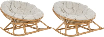ORVIETO - Schommelstoel set van 2 - Lichtbeige - Rotan