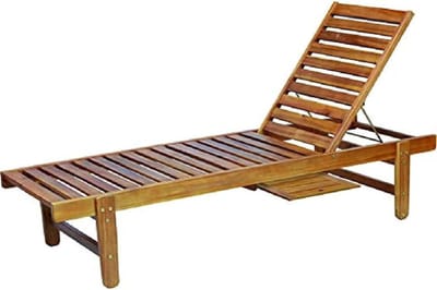 Zonnebed Hout - Ligstoel Tuin - Ontspannen Buiten - Verstelbare Rugleuning - 190 x 60 cm - Houtkleur