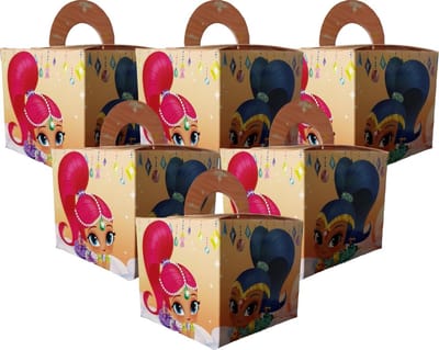 Traktatie doosjes Shimmer & Shine 8 stuks ( 8 x 8 x 15 cm )