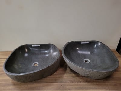 2 wasbakken uit 1 steen 52x47x15cm Twinset FL21543