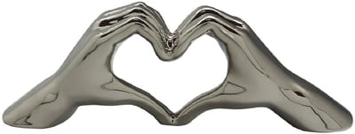 Gilde Handwerk - Heart Sign Hands XL - Beeld Sculptuur - zilver - Keramiek - 10x45x15 cm