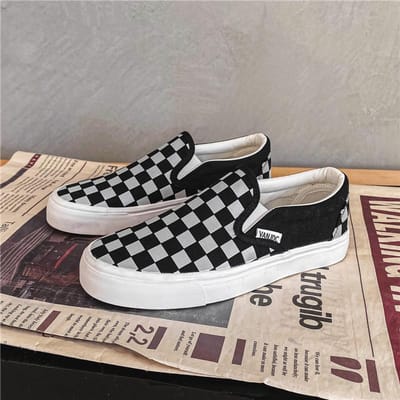 Nieuwe Canvas Schoeisel met Schaakbord voor Dames Casual Sneakers Dames Wandelschoenen Instappers Loafers Sportschoenen Baskets Femme Compensées 43