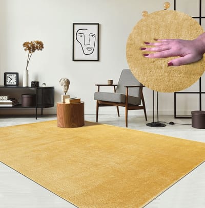 Karpet24 Loft – Luxe, Fluweelzacht Effen Vloerkleed in Goud, Modern & Stijlvol-80 x 150 cm