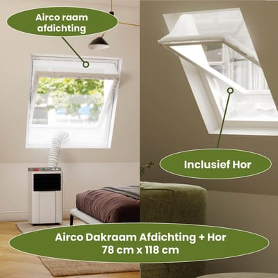 Airco Dakraam Afdichting met Hor – 78 x 118 cm – Geschikt voor Inbouw Velux: MK06 (GGL 14, 306, m06) | Fakro/Optilight: Maatcode 06 | Luxtra: M8A - Slang Afsluiten – Afdichting Raamafdichtingskit