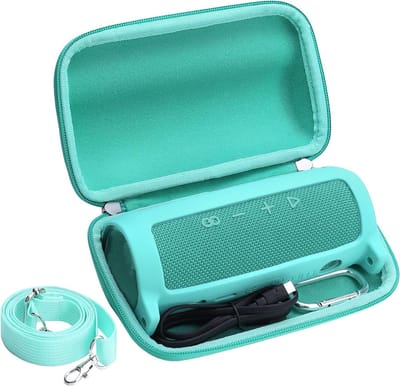 Duurzame Hard Case voor Draagbare Bluetooth Speaker - Geschikt voor JBL Flip 6 met Blauw Silicium Hoesje, Bescherming en Mobiliteit