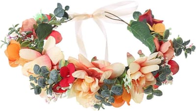 Bloemen Hoofdband - Bloemenkrans - Feestelijk Accessoire - Verstelbaar - 22 cm - Groen