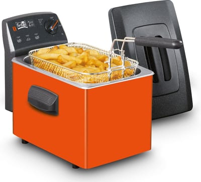 FRITEL Frituurpan - Turbo SF® 4152 - Friteuse met Antistofdeksel - Olie + Vast Vet - 2-4 personen - 2200W - 3 liter - Oranje - 10 jaar Garantie