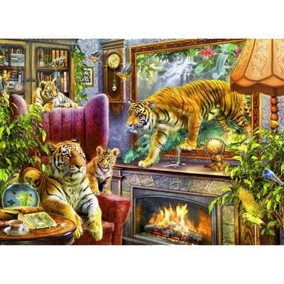 Peinture diamant 5D à faire soi-même, broderie complète, perceuse ronde, animaux tigre, point de croix 20X30CM black
