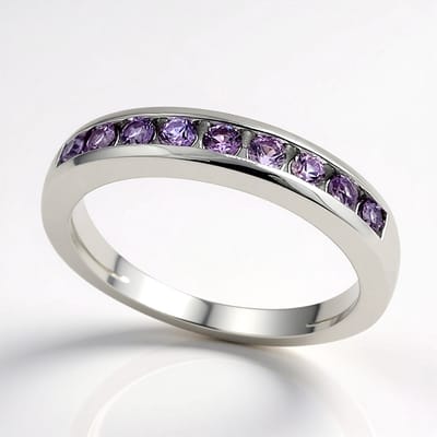 Cavill - Luxe Zilveren Ring - 925 Sterling Zilver Gerhodineerd - 0,34 Ct Paarse Ceylon Saffier Rond - Moderne Sieraden Dames