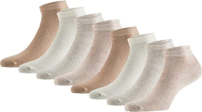 Marco Rossi - Sneakersokken 100% bio katoen - Naadloos - sneaker - Lage sokken - Cotton - Duurzaam - Antigeur - Ademend - Dames & Heren - Sokken - Beige mix - 8 Paar - Maat 35-38