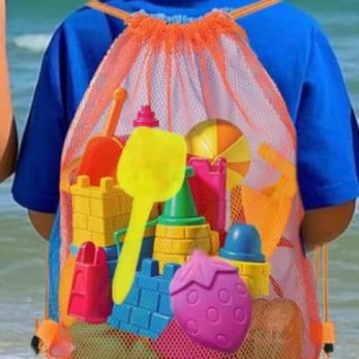 Sac de rangement pour jouets de plage pour enfants Sac de rangement à double épaule Sac à cordon pour jouets Sac en filet grande capacité