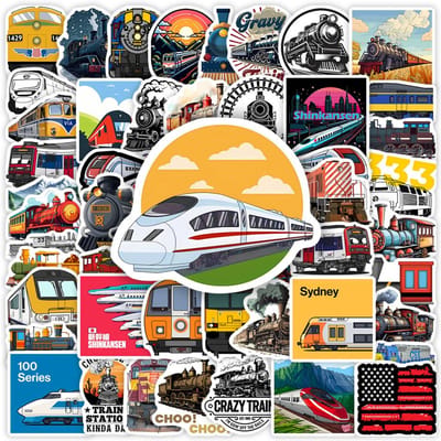 Cartoon Trein Stickers Hogesnelheidstrein Leuke DIY Speeltjes Cadeau Decoratieve Sticker voor Scrapbook Junk Journals Laptop Fles Waterdicht