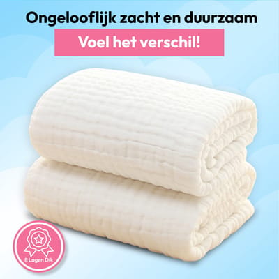 Babytje Hydrofiel Katoenen Dekentje - Wieglaken - Wiegdeken - Babylaken - 8 Lagen -100% Katoen - Wit