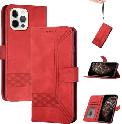 Apple iPhone 13 Pro Bookcase | PU Lederen Telefoonhoesje | Pasjeshouder | Rood
