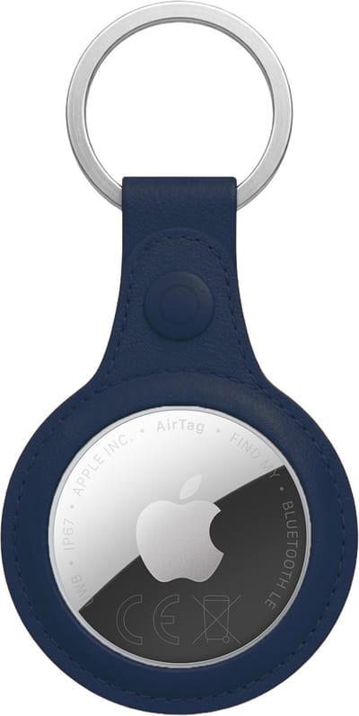 Hoesje Geschikt voor Apple AirTag 2-Sleutelhanger Leer Hoesje Leder Look - Hoesje Geschikt voor Apple AirTag 2e generatie Hanger Sleutelhanger Hoesje - Donkerblauw