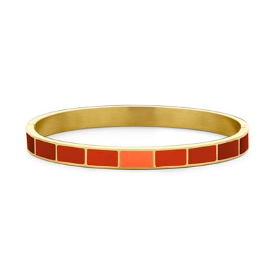 CO88 Collection 8CB-91199 Stalen Armband met Emaille - Rood tinten - 6 mm - 58x49mm - Staal - Goudkleurig