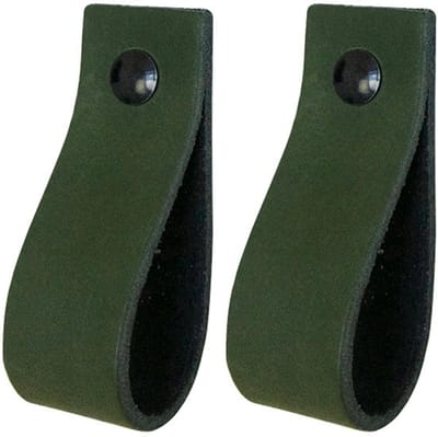 2x Leren handgrepen 'de lus' XS - KAKI (12,6 x 2,5 cm) - incl. 3 kleuren schroefjes (handgreepjes - leren grepen - greepjes - leren lusjes)