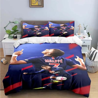 Mode Voetbal M-Mbappe Digitale Print Beddengoed Set Dekbedovertrek Dekbed Bed Jeugd Kinderen Meisjes Jongens Verjaardagscadeau AU Double(180*210cm)3pcs