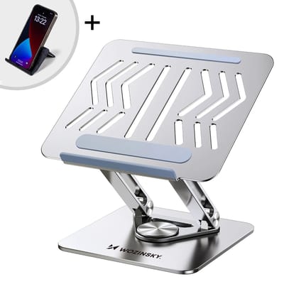 Laptopstandaard - Ergonomische Laptopstandaard - Verstelbaar en Opvouwbaar - 360° draaibaar - Aluminium - Zilver