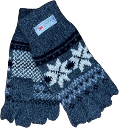 Vingerloze handschoenen heren - Heren handschoenen - Handschoenen winter - Handschoenen zonder vingers - Thinsulate - Wol - Grijs