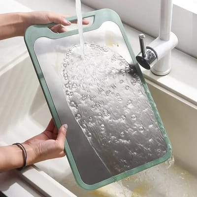 Snijplank Keuken – 35x22 cm RVS 304 Dubbelzijdige Antibacteriële Snijplank | Schimmelwerend Snijblok voor Vlees, Groenten & Vis