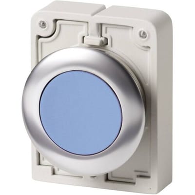 Eaton 182947 M30C-FDR-B Drukschakelaar Plat, Rond, Verchroomd Knop Blauw 1 stuk(s) Piece