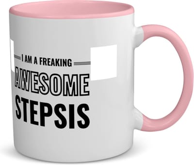 Akyol - i am a freaking awesome stepsis koffiemok - theemok - roze - Zus - de meest geweldigste stiefzus - verjaardagscadeau - verjaardag - cadeau - cadeautje voor zus - zus artikelen - kado - geschenk - gift - 350 ML inhoud