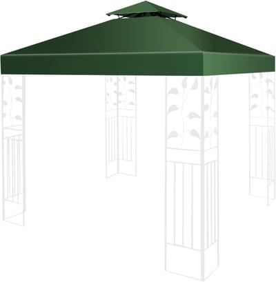 KOMFOTTEU Pavilliondak, 3 x 3 m, vervangend dak voor paviljoen, dakzeil voor tuin, balkon, strand, waterdicht paviljoenvervangend dak, vervanging dubbel dak