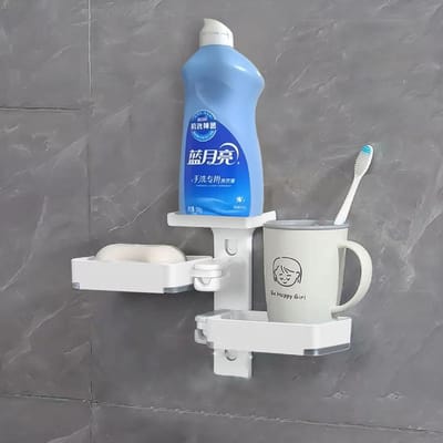 Gatvrije Multifunctionele Wandgemonteerde Draaibare Zeepdoos Badkamer Toilet Zeeprek Zeepdoos gray