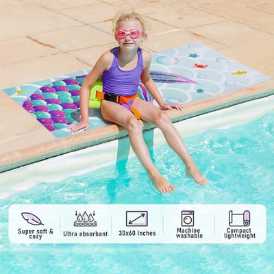 Strandlaken kind-strandlakens kinderen-Badhanddoek voor meisjes - Sneldrogende handdoek - Strandhanddoek - Surfponcho - Microvezel badhanddoek - 75x150 cm