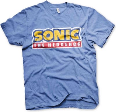 Sonic The Hedgehog Heren Tshirt -S- Cracked Logo Blauw/Grijs