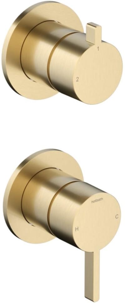 Hotbath Ace AC129EXT afbouwdeel inbouw mengkraan met 2-weg stop-omstel geborsteld messing PVD