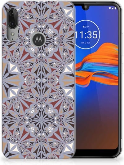 Motorola Moto E6 Plus TPU Siliconen Hoesje Flower Tiles
