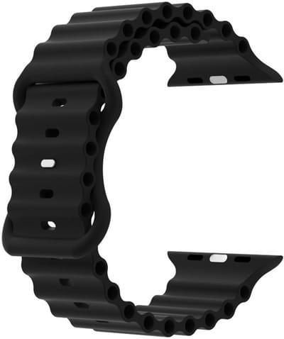 Siliconen bandje - geschikt voor Apple Watch 1/2/3/4/5/6/7/8/9/10/11/ SE (1,2,3) met maat 38 mm / 40 mm / 41 mm en 42 mm (Watch 10/11) - zwart
