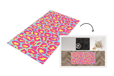 Keukenloper - Loper keuken - Panterprint - Roze - Geel - Patroon - 120x60 cm - Keukenloper vinyl