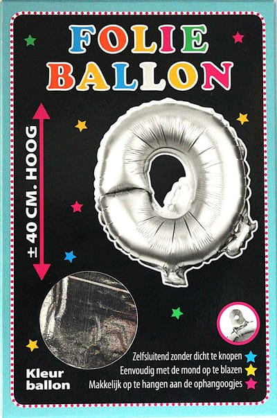Folieballon - O - Letter Zilver - 40cm - Folie - Ballon - Zelfsluitend - Eenvoudig Met Mond Opblazen - Ophangoogjes - Touche Cards