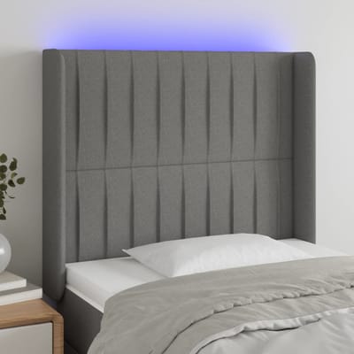 vidaXL - Hoofdbord - LED - 93x16x118/128 - cm - stof - donkergrijs