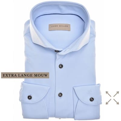 John Miller Overhemd Slim Hyperstretch Longer Sleeve Mouwlengte 7 Licht Blauw / male