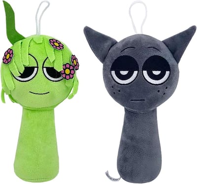 Allecto Plus - Groene en grijze pluche poppen - Zacht en comfortabel - Speelgoed voor kinderen en muziekplezier