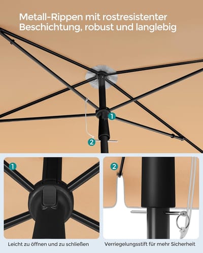 Balkon- & Tuinparasol Bellavero LED Solar Parasol Ø 300 cm | Knikbaar 30° | UV-bescherming UPF 50+ | Waterafstotend & Windbestendig | Met 32 LED-lampjes | Beige | Voor Terras, Tuin, Balkon & Zwemba...