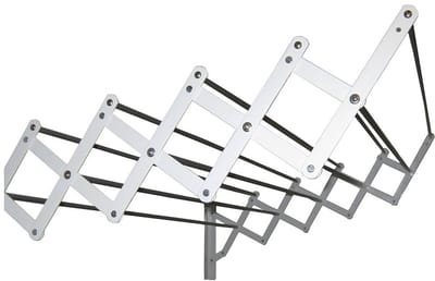 Uitklapwasrek met 10 barren (scharnier staal afgewerkt met witte epoxy coating/barren aluminium) 1.40cm