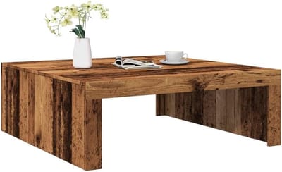 Houten Salontafel 100x100 cm Vierkant, Massief Tafelblad, Vintage Look