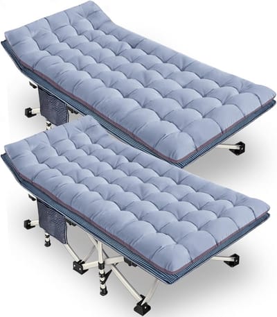 2x XXL Campingbed voor Volwassenen met Comfortabele Matras - Opvouwbaar Logeerbed