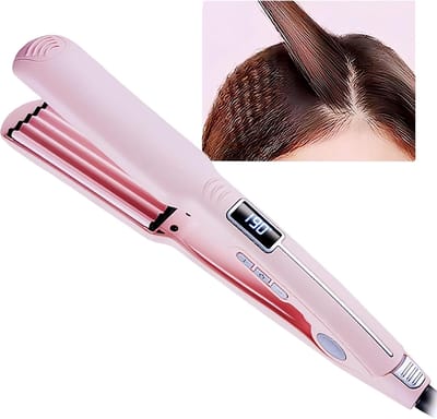 Professionele Krultang en Stijltang 2-in-1, Keramische Haargolfijzer voor Volume, Temperatuurinstelling met LCD-scherm, Snel Verwarmen, Langdurige Styling,